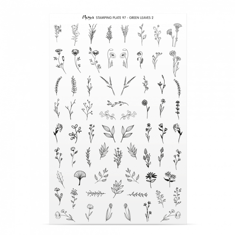 Stamping Plate - 097 Green Leaves 2 - Try On Sheet