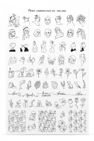Stamping Plate -  102 Fine Lines - Try On Sheet