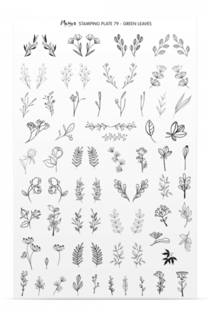 Stamping Plate - 079 Green Leaves - Try On Sheet